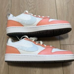 Nike Court Borough Low White and Peach Sneakers